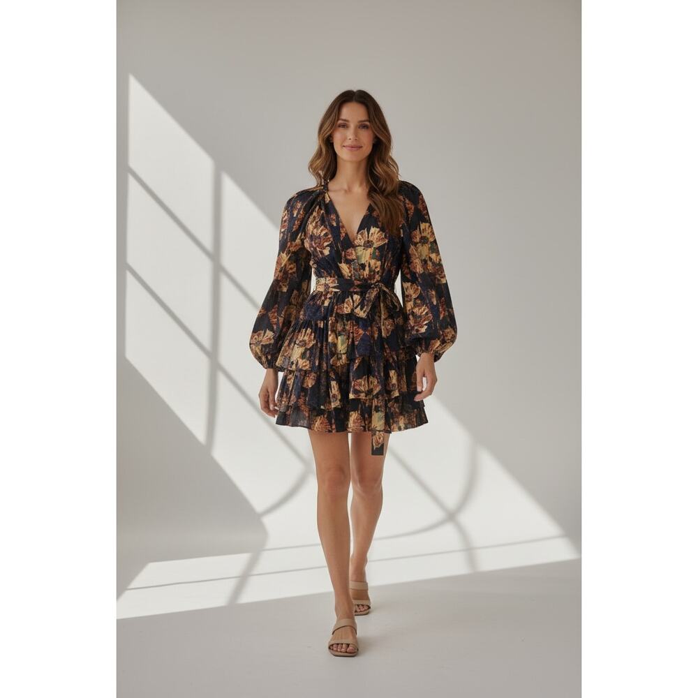 Ulla Johnson Miranda Mini Dress in Lupine Cotton Ruffle Size 6